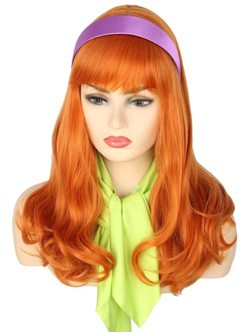 Women's Orange Short Cosplay Halloween Costume Wig With Necklace Earrings